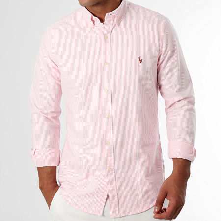 Polo Ralph Lauren - Klassiekers Roze Wit Gestreept Shirt Met Lange Mouw