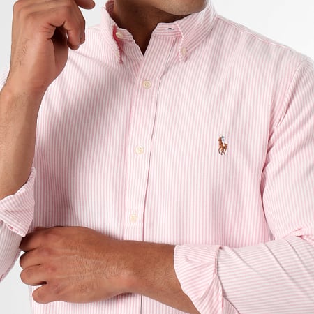 Polo Ralph Lauren - Klassiekers Roze Wit Gestreept Shirt Met Lange Mouw