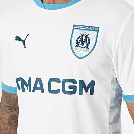 Puma - Maillot De Foot OM Home Jersey Replica 775286 Blanc Bleu Clair