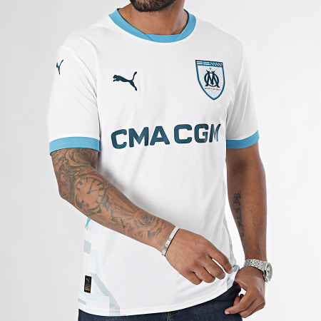 Puma - Maillot De Foot OM Home Jersey Replica 775286 Blanc Bleu Clair