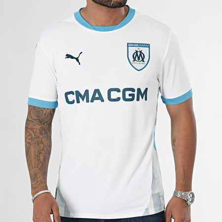 Puma - Maillot De Foot OM Home Maglia Replica 775286 Blanc Bleu Clair