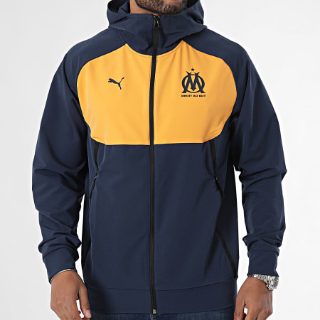 Puma - Sweat Zippé Capuche OM Pumatech 778799 Bleu Marine Orange