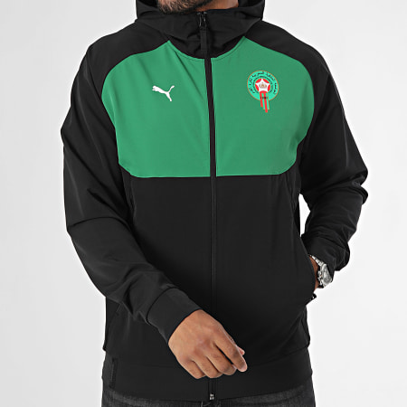 Puma - Marruecos FRMF Pumatech Track 778805 Negro Verde Chaqueta con capucha y cremallera