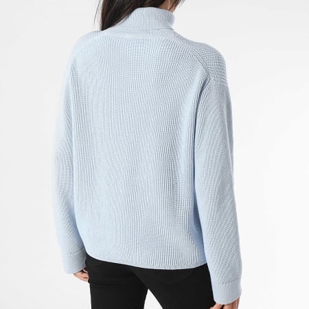 Tommy Hilfiger - Pull Col Roulé Femme Cardigan Stitch 3094 Bleu Clair