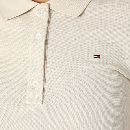 Tommy Hilfiger - Damespolo 1985 Slim Korte Mouw 3225 Beige