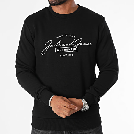 Jack And Jones - Felpa Ferris con girocollo, nero