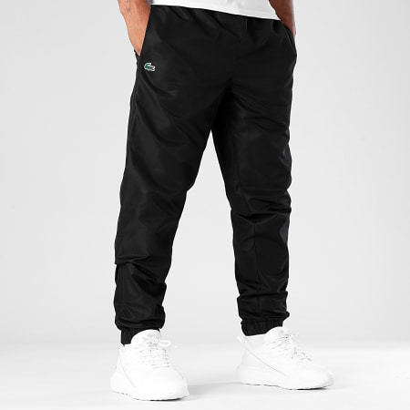 Lacoste - Pantalon Jogging Diamanté Logo Brodé Crocodile Noir