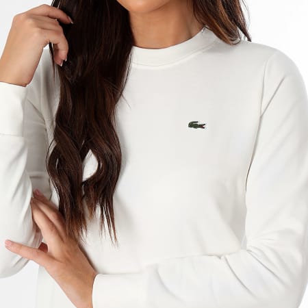 Lacoste - Sudadera cuello redondo mujer Logo cocodrilo bordado Blanco