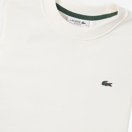 Lacoste - Sweat Crewneck Femme Logo Brodé Crocodile Blanc