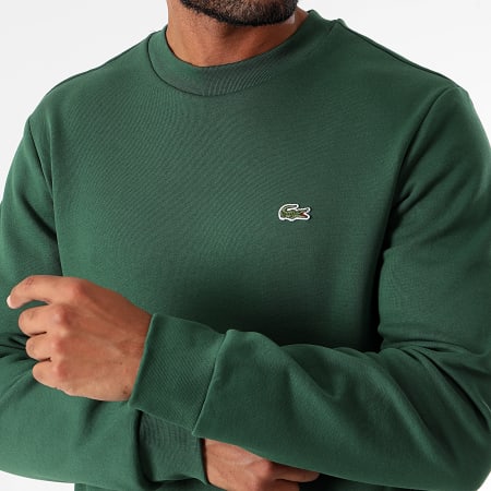 Lacoste - Sweat Crewneck Logo Brodé Crocodile Classic Fit Vert Foncé