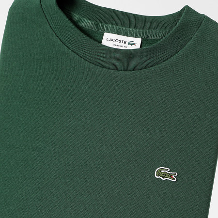 Lacoste - Cocodrilo Logotipo Bordado Sudadera Cuello Redondo Classic Fit Verde Oscuro