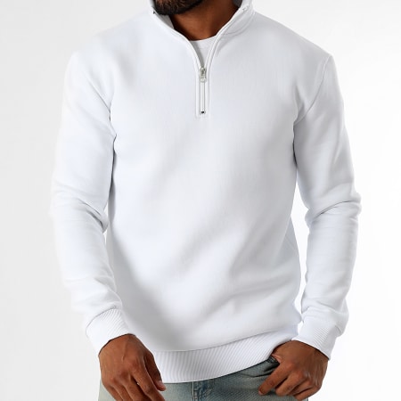 LBO - Sudadera de cuello alto con cremallera 3478 Blanco