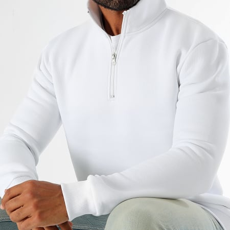 LBO - Sudadera de cuello alto con cremallera 3478 Blanco