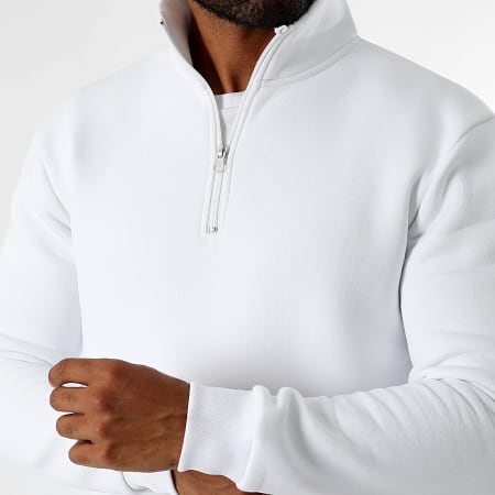 LBO - Sudadera de cuello alto con cremallera 3478 Blanco