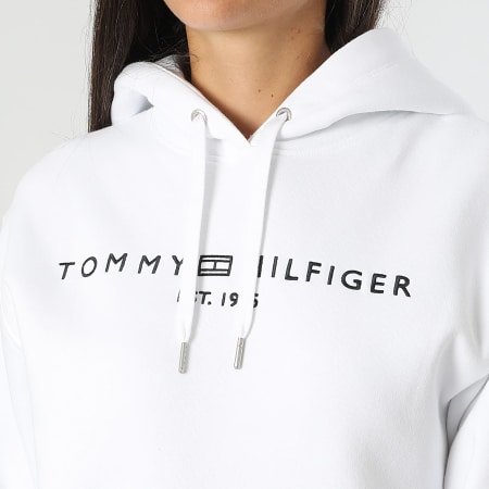 Tommy Hilfiger - Sudadera con capucha para mujer Corp Logo 3598 Blanco