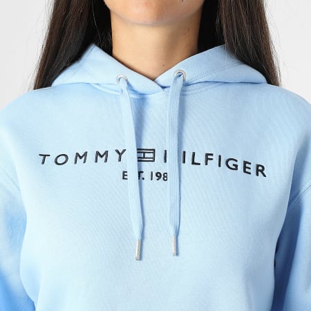 Tommy Hilfiger - Sweat Capuche Femme Corp Logo 3598 Bleu Clair