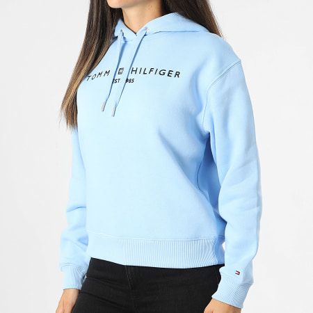 Tommy Hilfiger - Sudadera con capucha para mujer Corp Logo 3598 Azul claro