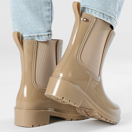 Tommy Hilfiger - Stivali da donna Flag Rainboot 8213 Beige