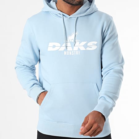 DAKS - Sweat Capuche Logo Bleu Clair Blanc