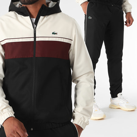 Lacoste Ensemble De Survetement Regular Fit Logo Crocodile Noir Beige Bordeaux LaBoutiqueOfficielle