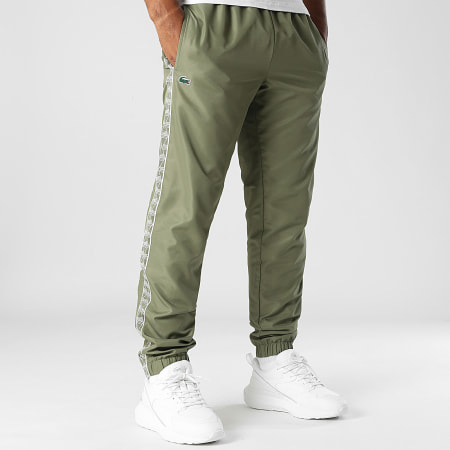 Pantalon Jogging A Bandes Logo Crocodile Vert Kaki