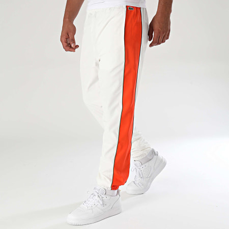 Lacoste Pantalon Jogging A Bandes Logo Crocodile Beige Clair Orange LaBoutiqueOfficielle