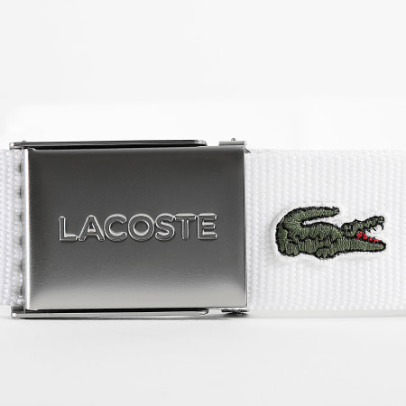 Lacoste - Placa Para Cinturón Con Logo Cocodrilo Bordado Blanco