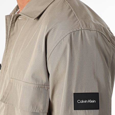 Calvin Klein - Katoen Nylon 9920 Khaki Groen Overhemd