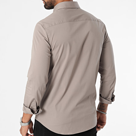 Calvin Klein - Camisa Slim Popelina Manga Larga 0856 Taupe