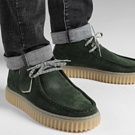 Clarks - Scarpe Torhill Hi in pelle scamosciata verde scuro