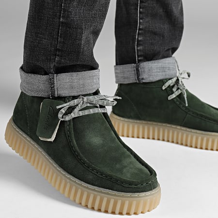 Clarks - Scarpe Torhill Hi in pelle scamosciata verde scuro