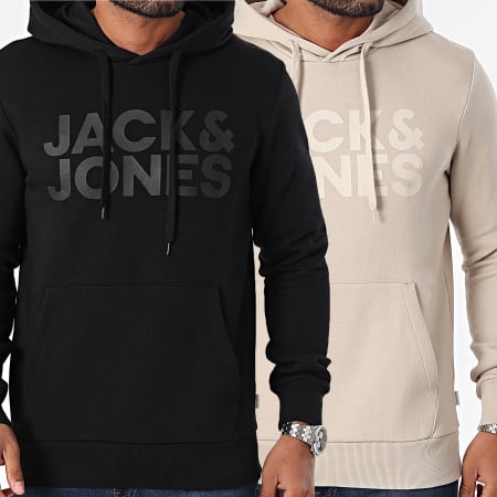 Jack And Jones - Set van 2 Hooded Sweatshirts 12191761 Zwart Beige