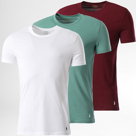 Polo Ralph Lauren - 3-pack originele speler t-shirts wit groen bordeaux