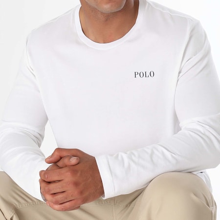 Polo Ralph Lauren - Camiseta blanca de manga larga con logotipo