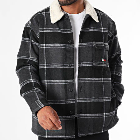 Tommy Jeans - Veste Check Sherpa 9652 Gris Anthracite