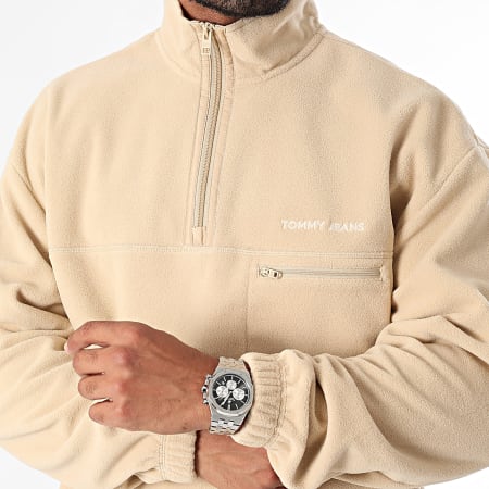 Tommy Jeans - Klassieke 1/4 Zip Fleece Sweat Top 0506 Beige