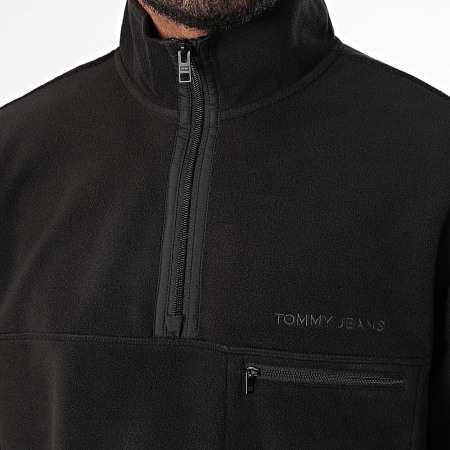 Tommy Jeans - Felpa in pile con 1/4 di zip 0506 nero