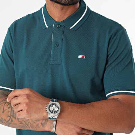 Tommy Jeans - Polo manica corta con punta 0745 Duck Blue