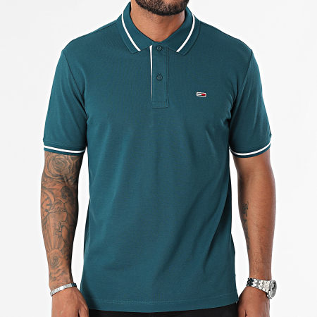 Tommy Jeans - Polo manica corta con punta 0745 Duck Blue