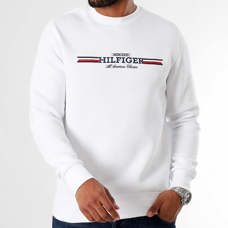 Tommy Hilfiger - Hilfiger Sudadera de rayas con cuello redondo 5530 Blanco