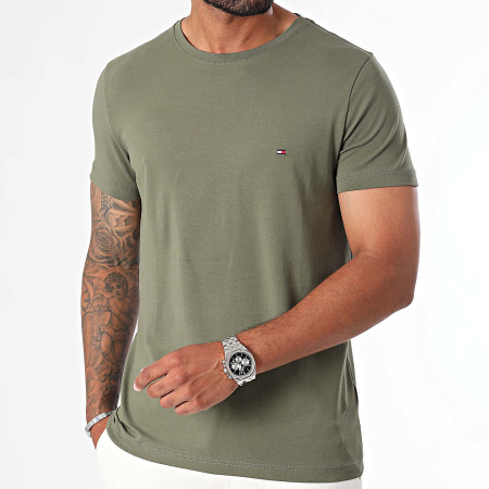 Tommy Hilfiger - Tee Shirt Slim Stretch 0800 Vert Kaki