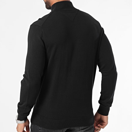 Tommy Hilfiger - Maglione a collo alto in cotone Essential Zip Mock 7331 Nero