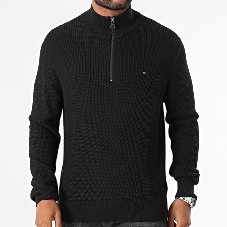 Tommy Hilfiger - Structure 6527 Jersey negro con cremallera y cuello alto