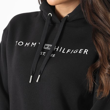 Tommy Hilfiger - Sudadera con capucha para mujer Corp Logo 3598 Negro