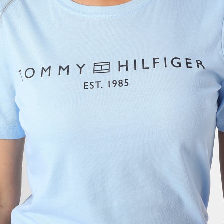 Tommy Hilfiger - Tee Shirt Femme Corp Logo 0276 Bleu Clair