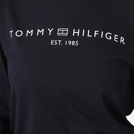 Tommy Hilfiger - Tee Shirt Manches Longues Regular Fit Femme Essential Corp Logo 3620 Bleu Marine