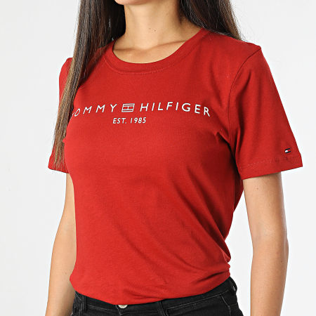 Tommy Hilfiger - Dames-T-shirt Corp Logo 0276 Baksteenrood