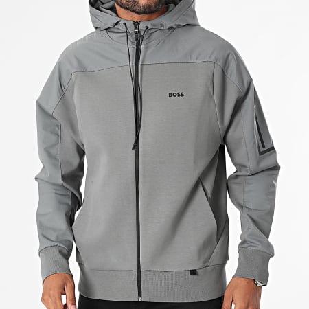 BOSS - Sariq Giacca con cappuccio e zip 50519019 Grigio