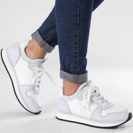 Calvin Klein - Baskets Femme Runner Sock Lace Up 1616 Plein Air Bright White