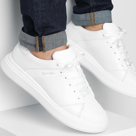 Calvin Klein Baskets Cupsole Lace Up Mono Mix 2218 White LaBoutiqueOfficielle
